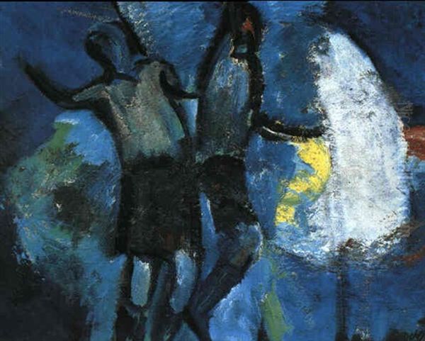 Fodboldspillere Oil Painting by Harald Giersing