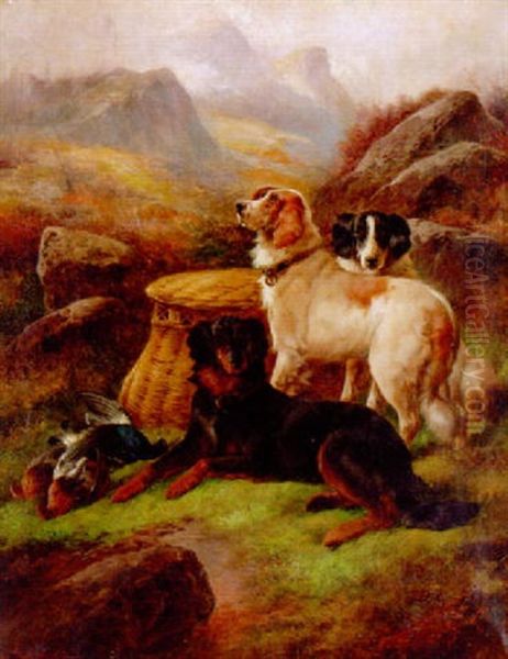 Bergslandskap Med Jakthundar Oil Painting by John Gifford