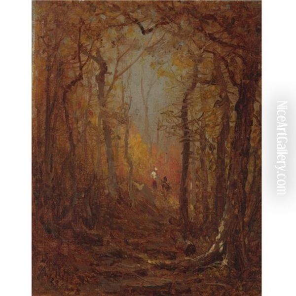 The Woods In Autumn (sketch) Oil Painting by Sanford Robinson Gifford