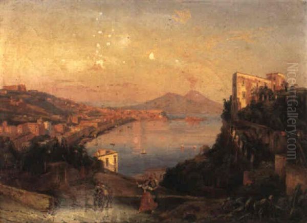 Castel Dell'oro From Posillipo Oil Painting by Ercole Gigante