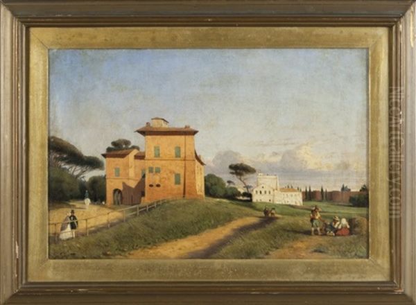 Paesaggio Animato Con Ville Oil Painting by Giacinto Gigante