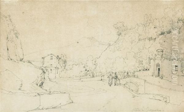 Paysage De La Campagne Napolitaine Avec Le Vesuve Oil Painting by Giacinto Gigante