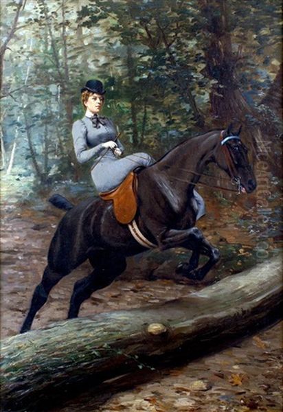 La Duchesse D'uzes Montant En Amazone Oil Painting by Robert Gignoux