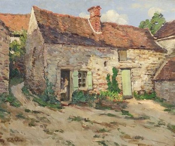 Stone Cottage At The Turn In The Road Oil Painting by Clarence Montfort Gihon
