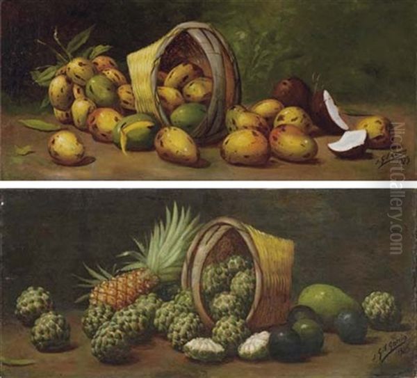 Mangos Y Cocos (+ Anones Y Pina; 2 Works) Oil Painting by Juan Gil Garca