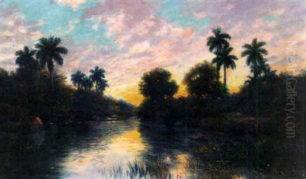 Tropical Landscape At Sunset, Habana Oil Painting by Juan Gil Garca