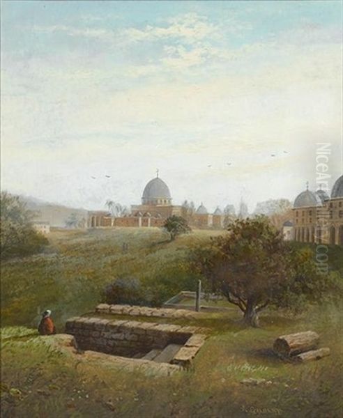 Mount Moriah, The Site Of The Temple Mount, Jerusalem (+ The Sea Of Galilee From The Northwest; Pair) Oil Painting by Albert Gilbert
