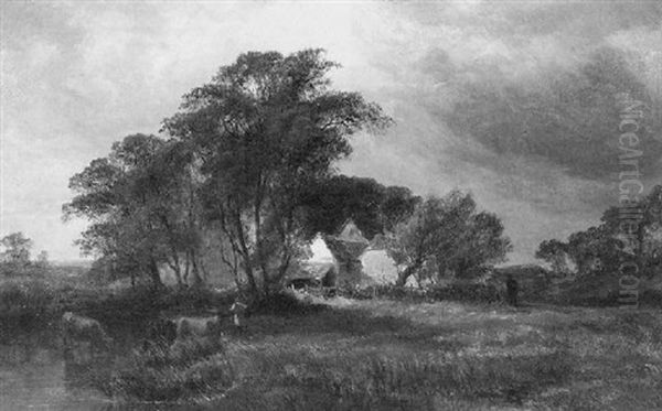 Cattle Watering Oil Painting by Arthur Gilbert