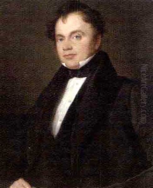 Portrait Of A Gentleman In A Black Coat And Waistcoat Oil Painting by Josiah Gilbert