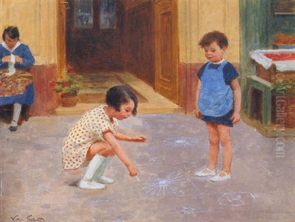Hopscotch Oil Painting by Victor Gabriel Gilbert