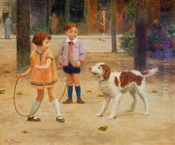 Playing With Hoops Oil Painting by Victor Gabriel Gilbert