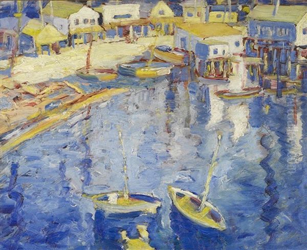 Main Street, Tiburon, With Boats Oil Painting by Selden Connor Gile