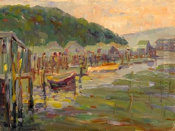 Houseboats, Tiburon, California Oil Painting by Selden Connor Gile