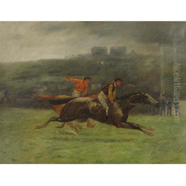 Finishing In The Rain Oil Painting by Geoffrey Douglas Giles