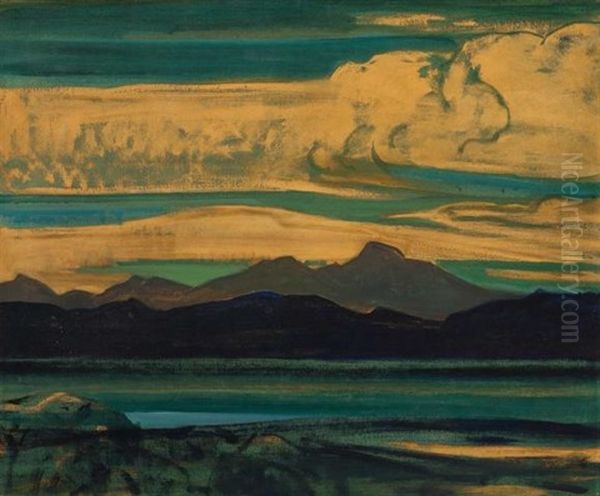 Green And Gold Oil Painting by Howard Everett Giles