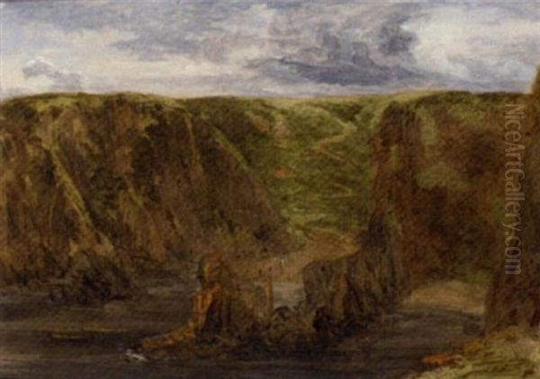 Near The Village Of Cove, Kincardineshire Oil Painting by James William Giles