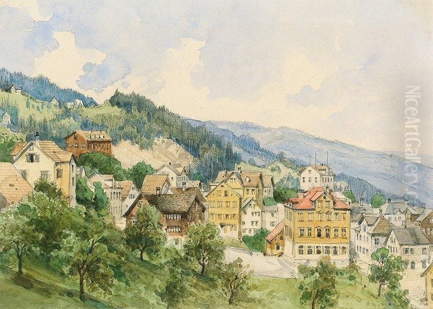 Stuttgart Oil Painting by Max Bach