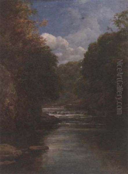 On The Clyde Above Stonebyres Oil Painting by Edmund Gill