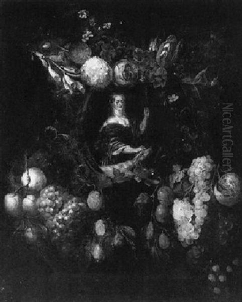 Diana Encircled By Fruit And Flowers Oil Painting by Jan Pauwel Gillemans The Elder