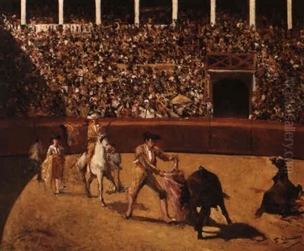 The Plaza De Toros, Madrid Oil Painting by Francisco Gimeno Arasa