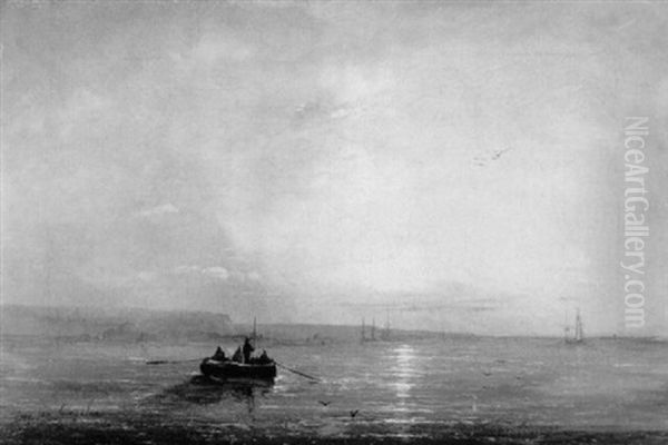 Fischerboot Vor Abendlicher Kuste Oil Painting by Jacques Van Gingelen