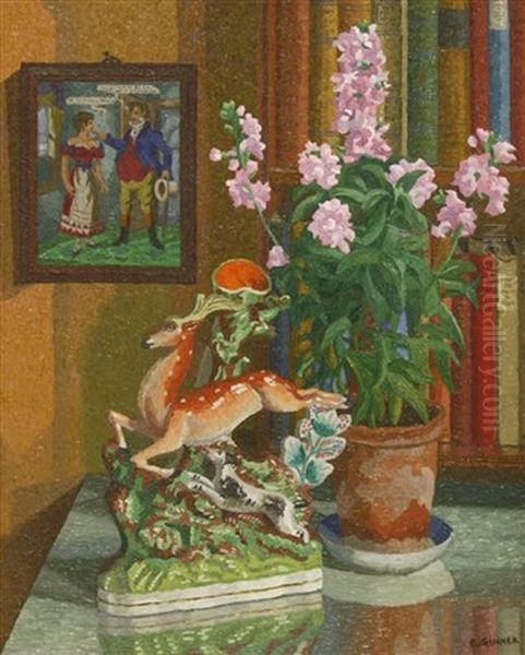 Still Life With A Staffordshire Ornament Of A Deer Oil Painting by Charles Ginner