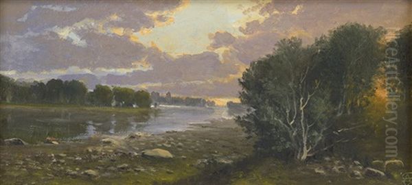 Abendstimmung Am Svendborg Fjord Oil Painting by Aage Giodesen