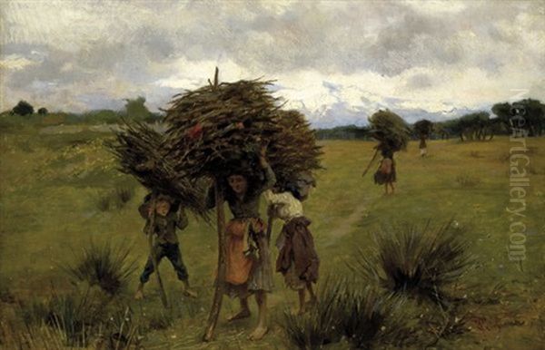 Boscaiole Di San Rossore (fascinaie) Oil Painting by Francesco Gioli