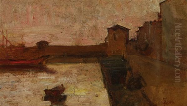 Porto Di Livorno Oil Painting by Francesco Gioli