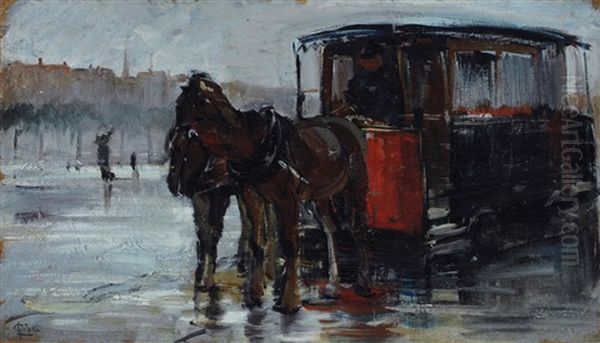 Omnibus In Sosta Oil Painting by Luigi Gioli
