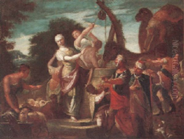 Rebecca At The Well Oil Painting by Antonio Gionima