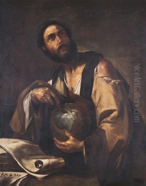 Geographer (anaxagoras Or Democritus) Oil Painting by Luca Giordano