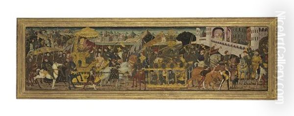 The Triumph Of Alexander The Great: A Cassone Front Oil Painting by Giovanni di ser Giovanni Guidi (see Scheggia)