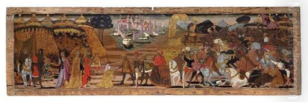 The Battle Of Issus And The Family Of Darius Before Alexander Oil Painting by Giovanni di ser Giovanni Guidi (see Scheggia)