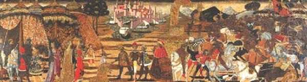 The Battle Of Issus And The Family Of Darius Before Alexander Oil Painting by Giovanni di ser Giovanni Guidi (see Scheggia)