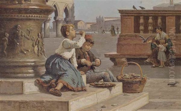 A Shellfish Meal, Venice Oil Painting by Antonio Paoletti