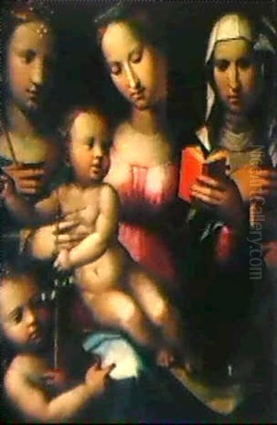 The Madonna And Child With Saints Anne, Catherine And John  Baptist Oil Painting by Giorgio Di Giovanni