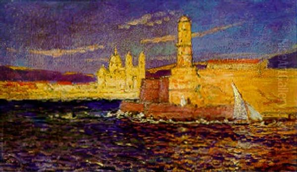 Le Port De Marseille Oil Painting by Leon Giran-Max