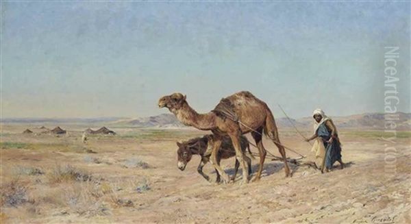 Ploughing The Land Oil Painting by Eugene Alexis Girardet