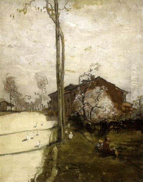 La Gardeuse D'oies Oil Painting by David Eugene Girin