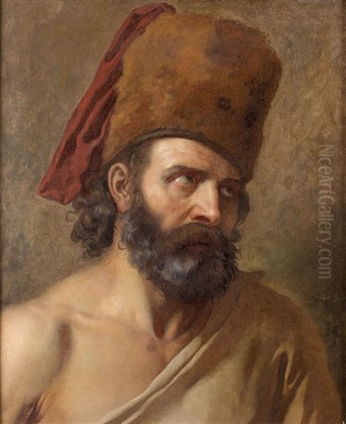 Homme Barbu Au Bonnet D'ourson Oil Painting by Anne-Louis Girodet de Roucy-Triosson