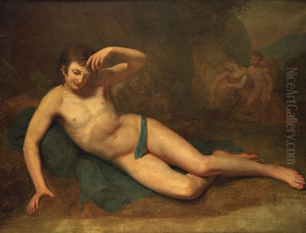 Narcisse Oil Painting by Anne-Louis Girodet de Roucy-Triosson