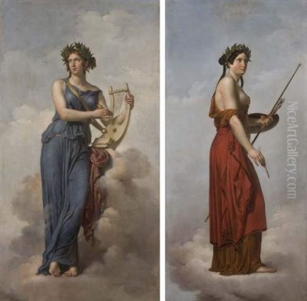 \allegorie De La Peinture (pair) Oil Painting by Anne-Louis Girodet de Roucy-Triosson