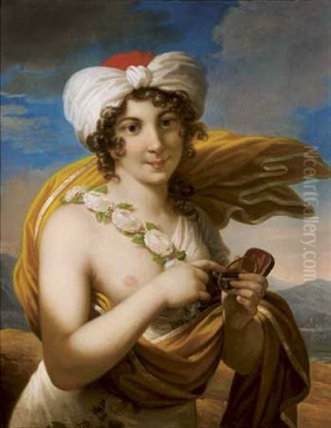 Portrait De Femme Au Turban Oil Painting by Anne-Louis Girodet de Roucy-Triosson