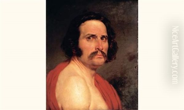 Portait D'homme A La Tunique Rouge Oil Painting by Anne-Louis Girodet de Roucy-Triosson