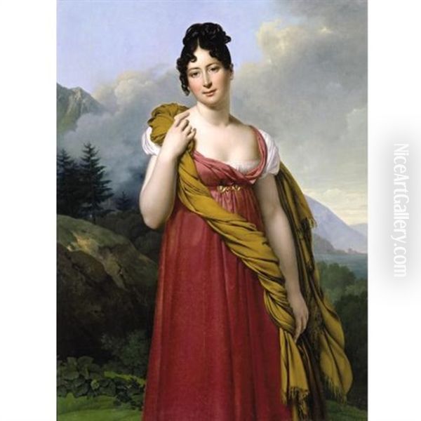 Portrait Of Laetitia Boyer, Marquise De Lagrange Oil Painting by Anne-Louis Girodet de Roucy-Triosson
