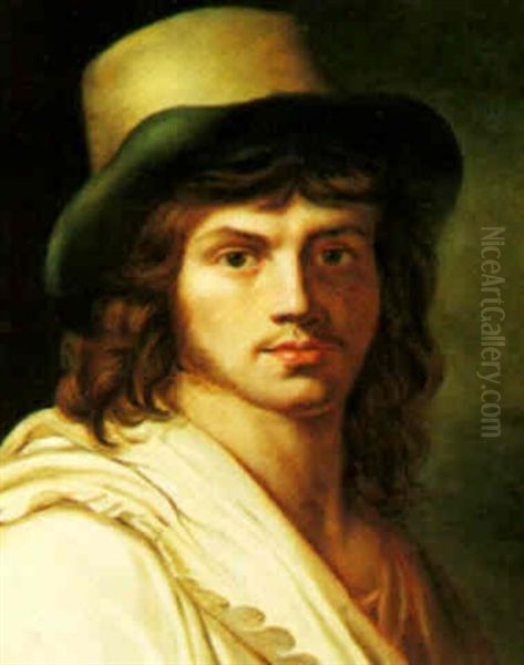 A Portrait Of A Young Man (self-portrait?) Oil Painting by Anne-Louis Girodet de Roucy-Triosson