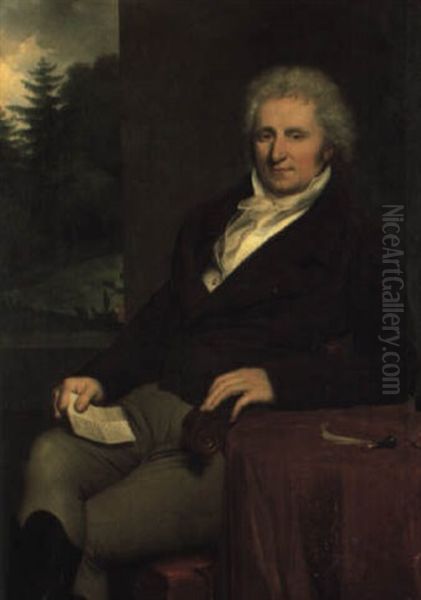Portrait Of Baron Philippe Francois Didier Usquin Oil Painting by Anne-Louis Girodet de Roucy-Triosson