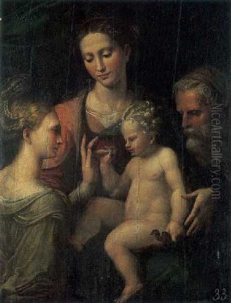 Le Mariage Mystique De Sainte Catherine Oil Painting by Girolamo da Carpi