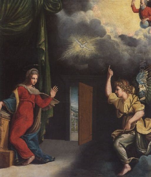 The Annunciation Oil Painting by Girolamo da Carpi